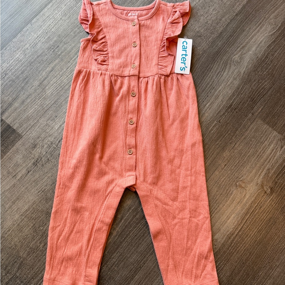 Carter's Baby Coral Button-Up Romper 12 Month NWT
